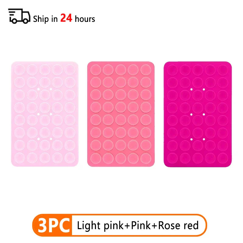 Set of 3 Double-Sided Silicone Suction Cup Phone Cases with Detachable Stand for Hands-Free Wall Mounting for Selfies and Videos