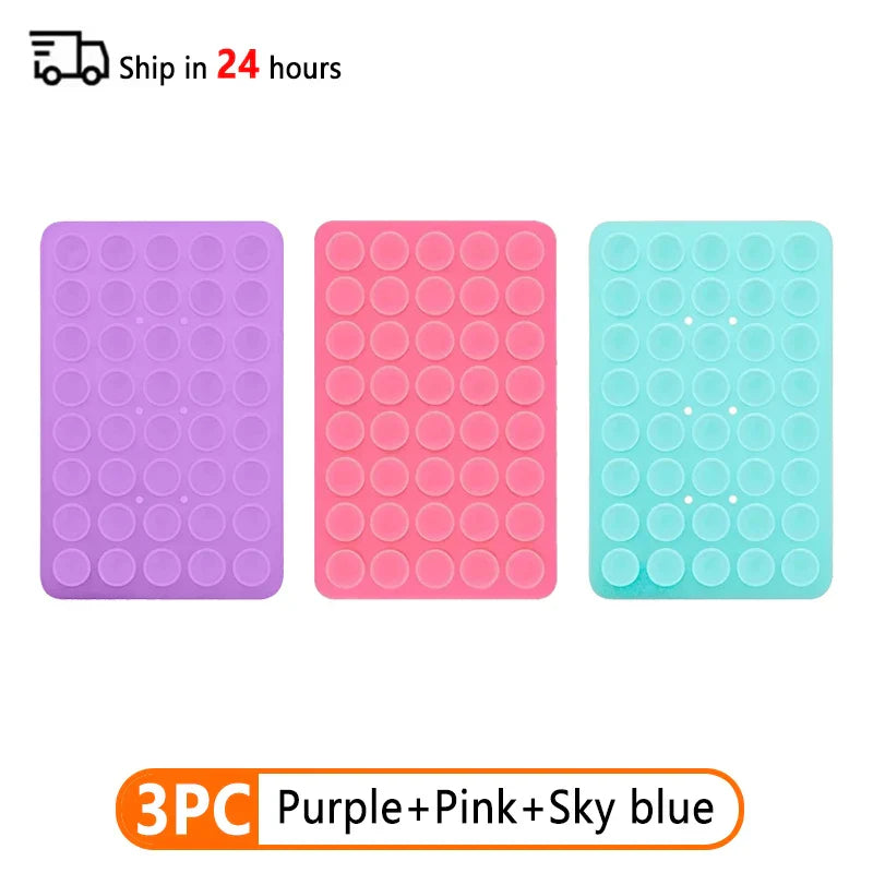 Set of 3 Double-Sided Silicone Suction Cup Phone Cases with Detachable Stand for Hands-Free Wall Mounting for Selfies and Videos