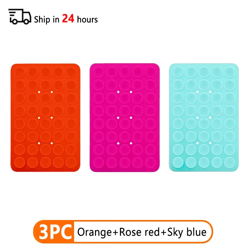 Set of 3 Double-Sided Silicone Suction Cup Phone Cases with Detachable Stand for Hands-Free Wall Mounting for Selfies and Videos