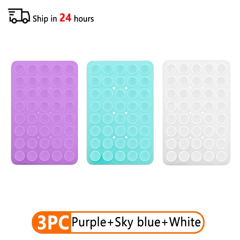 Set of 3 Double-Sided Silicone Suction Cup Phone Cases with Detachable Stand for Hands-Free Wall Mounting for Selfies and Videos