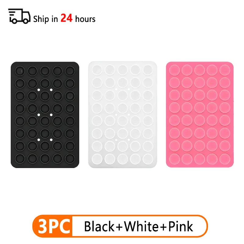 Set of 3 Double-Sided Silicone Suction Cup Phone Cases with Detachable Stand for Hands-Free Wall Mounting for Selfies and Videos
