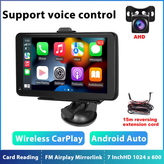 Wireless Carplay Android Auto Car Radio Multimedia Player for Universal 7'' Portable Touch Screen with AUX USB BT