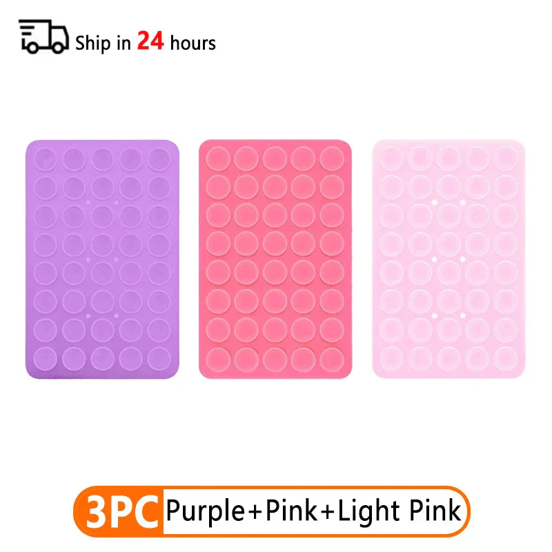 Set of 3 Double-Sided Silicone Suction Cup Phone Cases with Detachable Stand for Hands-Free Wall Mounting for Selfies and Videos