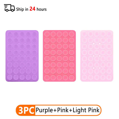 Set of 3 Double-Sided Silicone Suction Cup Phone Cases with Detachable Stand for Hands-Free Wall Mounting for Selfies and Videos