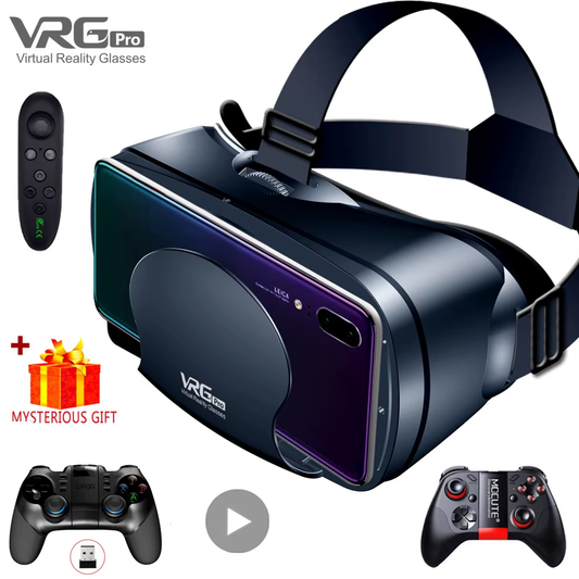 Virtual Reality 3D VR Headset with Smart Glasses and Controllers for Smartphones and Mobile Devices up to 7 Inches